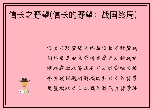 信长之野望(信长的野望：战国终局)